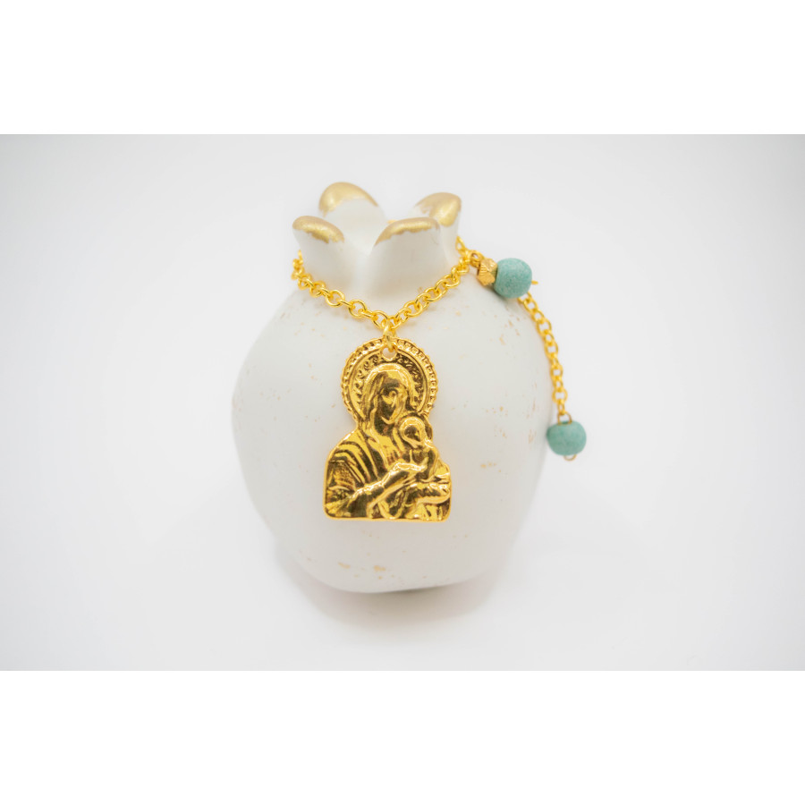 ΡΟΔΙ SML ΠΑΝΑΓΙΑ IVORY STONE ΕΠΙΧΡΥΣΩΜΕΝΗ