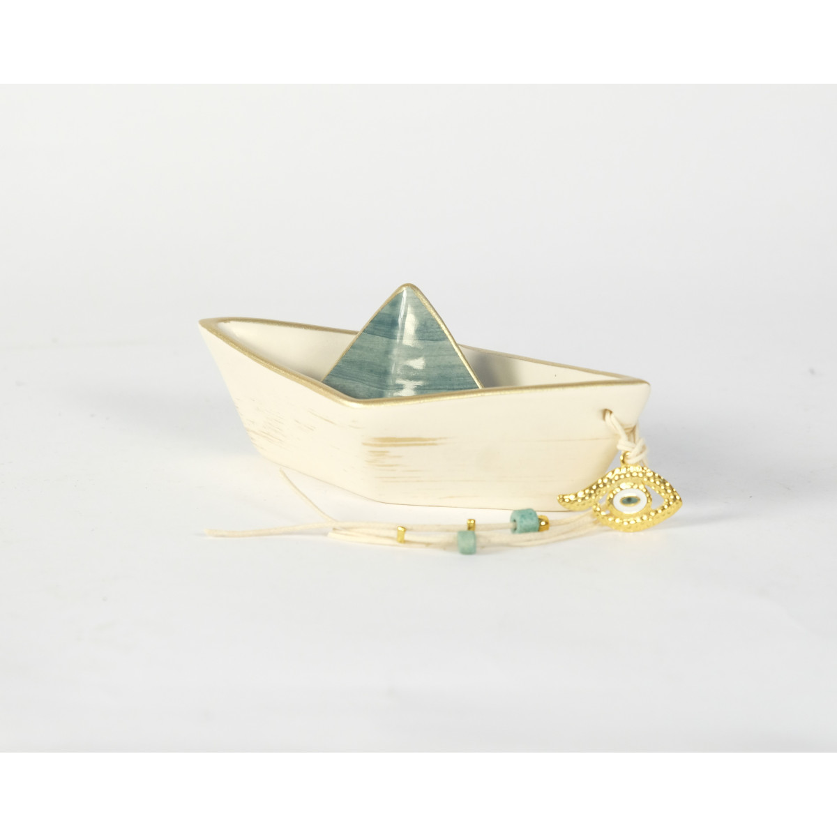 ΚΑΡΑΒΙ SML ΜΑΤΙ IVORY STONE GREEN ΕΠΙΧΡΥΣΩΜΕΝΟ